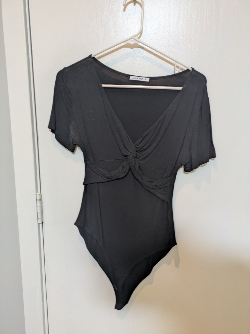 Mango Black Twist-Front Bodysuit